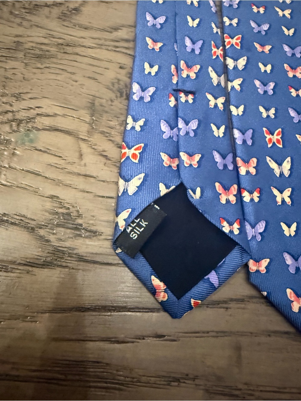 Robert Talbott Purple-Blue Tie with Red and White Butterfly Motif - Picture 4 of 5